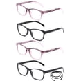 thumbnail image 2 of 4 Packs Women Reading Glasses Pink & Black with Lanyard Spring Hinge Rectangular Fashion Reading Glasses for Women 1.00, 2 of 2
