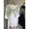 thumbnail image 5 of L-4XL Plus Size Tops Rhinestone Graphic T-shirts Luxury Large Size Tunic for Women Men Summer Cotton Women's Clothing Chubby Y2K, 5 of 6