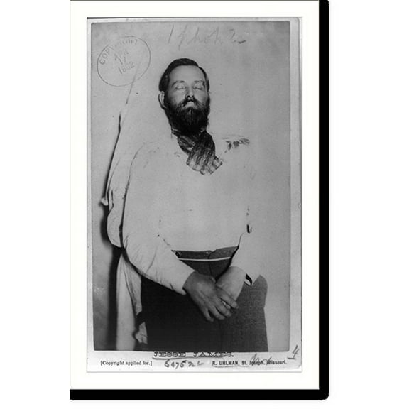 Historic Print, [Jesse James dead; clothed; 3/4 length], 18" x 24"