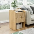 thumbnail image 5 of Nightstand Set of 2, End Table with Drawer, Fluted Side Table with Storage, Small bedside Table for Bedroom, Wood, 5 of 9