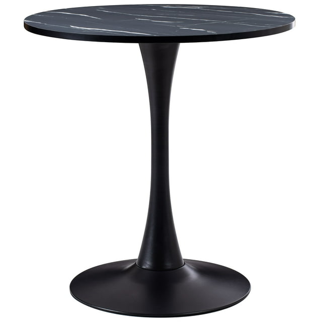 Kris & Alley Ivanza Round Marbled Finish Engineered Wood Top Bistro Dining Table with Metal Pedestal Base