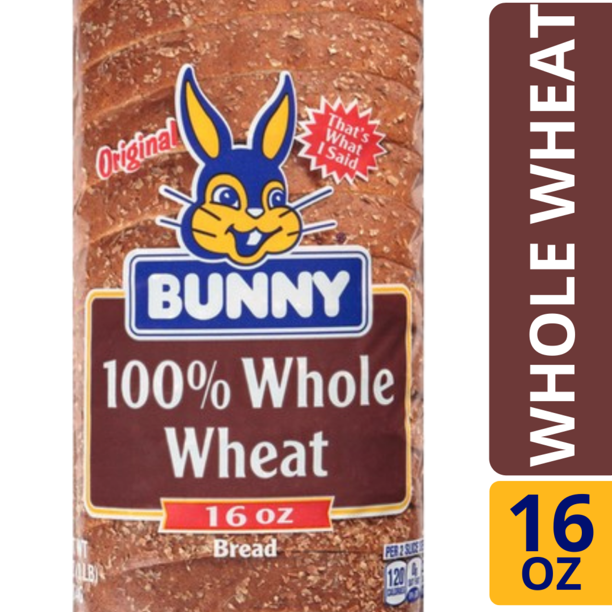 Bunny 100 Whole Wheat Bread, 16 oz