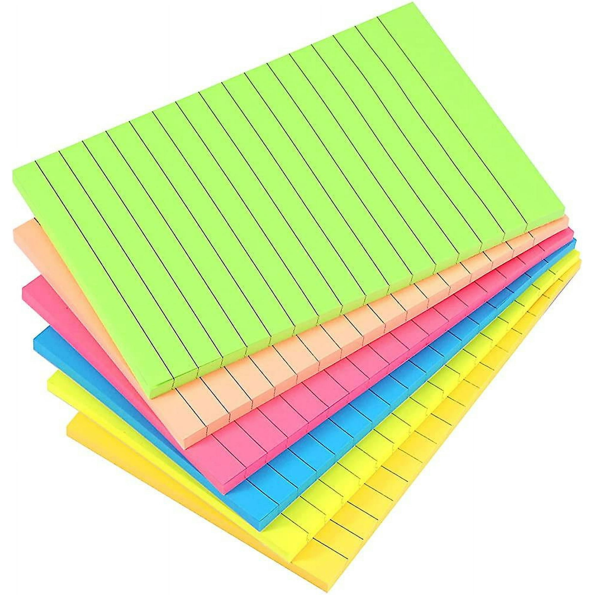 Yeater 6 Pads Sticky Notes 6 Bright Colors Sticky Note Pads With Lines Thick Paper For Offi Multicolour 4 X 6