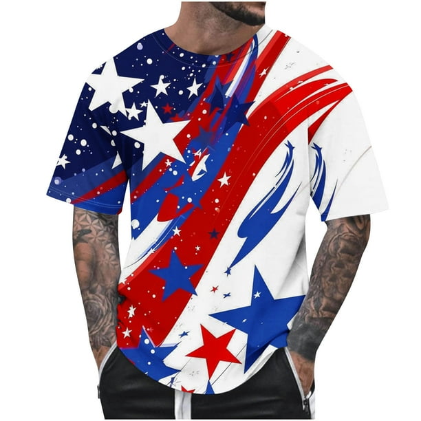 Blusas y camisas de manga corta con cuello en V, moda de verano, camiseta informal de cuello redondo estampada para hombre, top de algodón de imitación para hombre