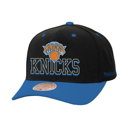 Men's Mitchell & Ness Black/Blue New York Knicks Backside Script 2-Tone Pro Crown Adjustable Hat