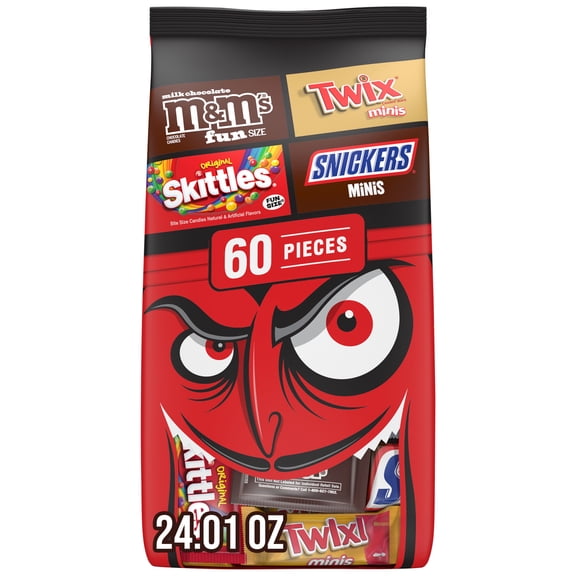 M&M's, Snickers, Skittles & Twix Halloween Candy Variety Pack - 60 Ct Bulk Bag