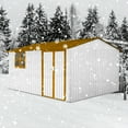 thumbnail image 6 of 10x12 FT Outdoor Storage Shed, Metal Garden Tool Shed with Vents, Window and Bulit-in Hooks, Waterproof  Organization for Home/Backyard/Garden Tools/Lawn Storage, Yellow+White, 6 of 7
