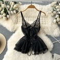 thumbnail image 1 of Women's Hollow Combination Bodysuit Slim Fit Erotic Mesh Lace Jumpsuit Bodysuit Sexy Fashion Pajamas, 1 of 4