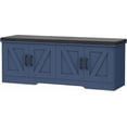 thumbnail image 1 of Storage Bench  Shoe Bench with Padded Seat Cushion  Entryway Bench with Barn Doors  Adjustable Shelf  for Entryway  Living Room  Bedroom, 1 of 5