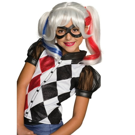 Rubie's Costume Girls DC Super Hero Harley Quinn Wig, White