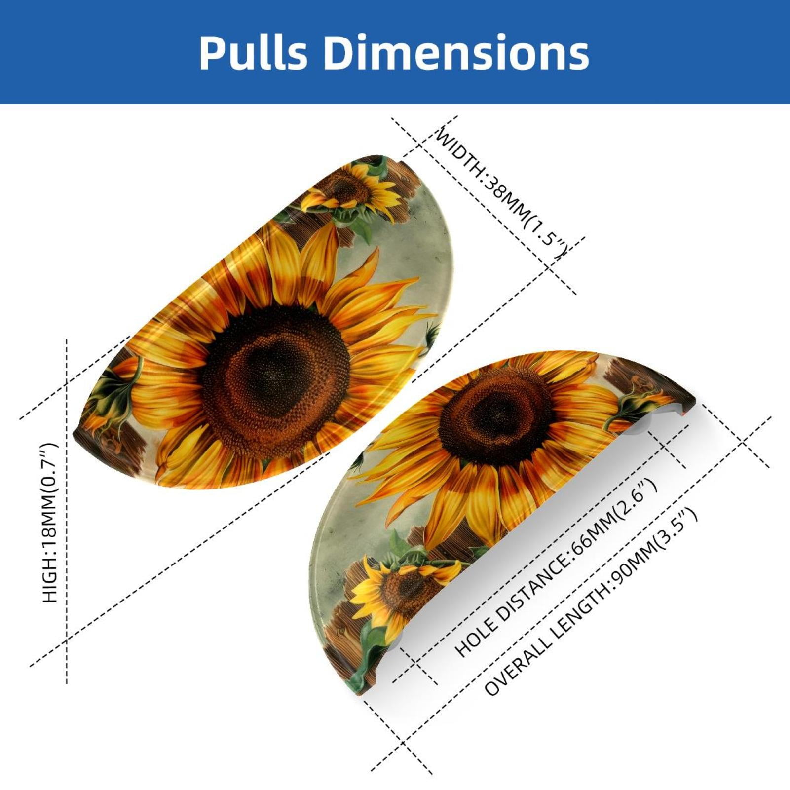 PhooArto 6 Pcs Cup Drawer Pulls, Sunflowers Vintage Painting Shell Shape Handles Cabinet Knobs for Dresser Cupboard Closet Wardrobe with Screws