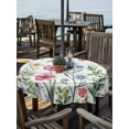 thumbnail image 2 of Outdoor Tablecloths with Umbrella Hole & Zipper, Spring Floral Round Tablecloths 60 Inch, Pink Blue Flowers Butterfly Wooden Waterproof Table Cloth, Patio/Pool/Picnic Table Covers, 2 of 8
