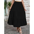 thumbnail image 2 of Yesfashion Women Maxi Skirt Boho Elastic High Waist Pleated A-line Flowy Ruffle Swing Tiered Long Beach Skirt, 2 of 5