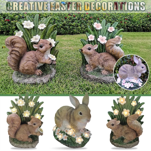 Conejito de Pascua Ganfancp Decoración de Resina Jardín Exterior Par K