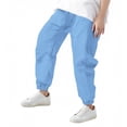 thumbnail image 5 of ZVAVZ Boys Cotton Linen Pants with Pockets Elastic Waist Drawstring Sweat Jogger Lounge Tapered Leg Harem Pants Trousers Blue,13 Years, 5 of 7