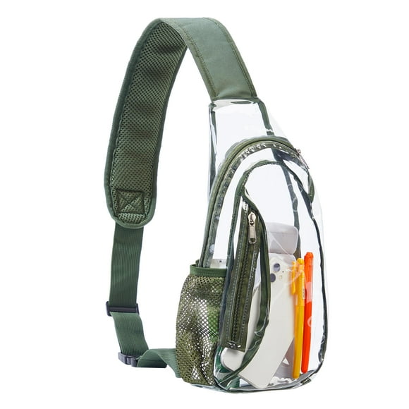 Bandolera gdbis de PVC transparente impermeable para estadio verde