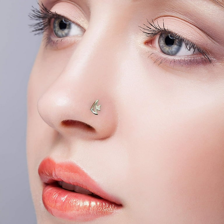 Sterling silver l shaped nose stud discount