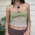 thumbnail image 6 of vigerkar Women Halter Crochet Tops Sleeveless Knit Tank Tops Y2K Summer Crop Camisole Vest Top Green, S, 6 of 7