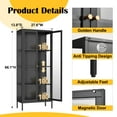 thumbnail image 3 of Polup 66"H Black Glass Cabinet with 4 Adjustable Shelves Metal Dispay Curio Cabinet, 3 of 7