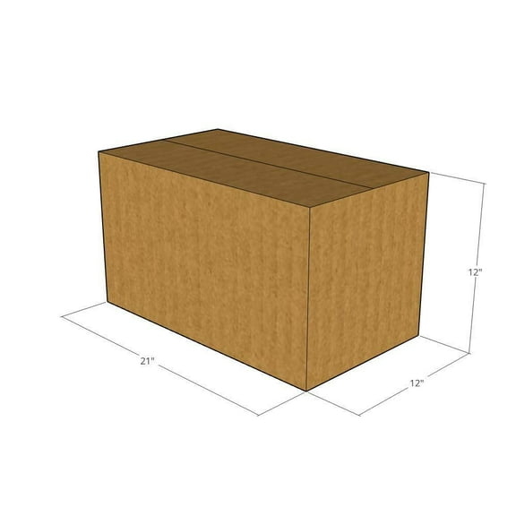 21x12x12 Kraft Brown Corrugated Shipping Boxes, 32 ECT Single-Wall, Qty 25
