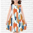 thumbnail image 2 of Zwiiyzr 4-14Y Little Girls Summer Dress Round Neck Sleeveless Swing Sundress Kids Casual Floral A-Line Dress Orange, 2 of 3