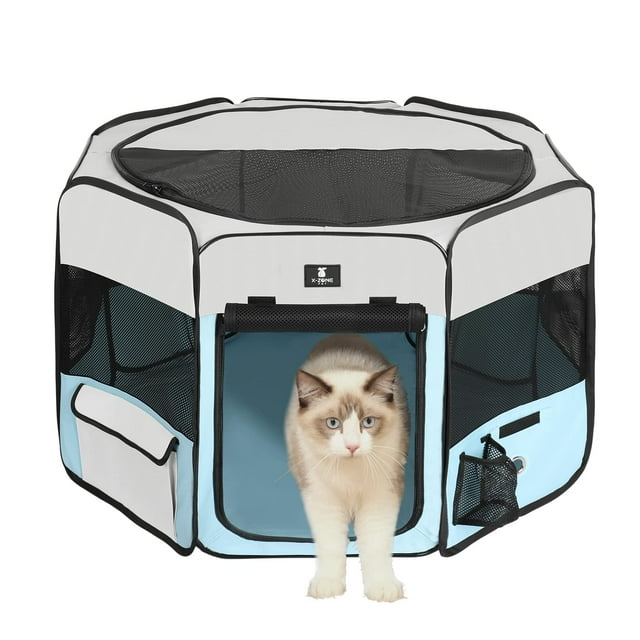 Corralito portátil para mascotas X-ZONE PET para perro, gato y conejo, color azul