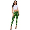 thumbnail image 2 of HDE Trendy Design Workout Leggings Fun Fashion Graphic Printed Cute Patterns Green 4 Leaf Clovers S, 2 of 6
