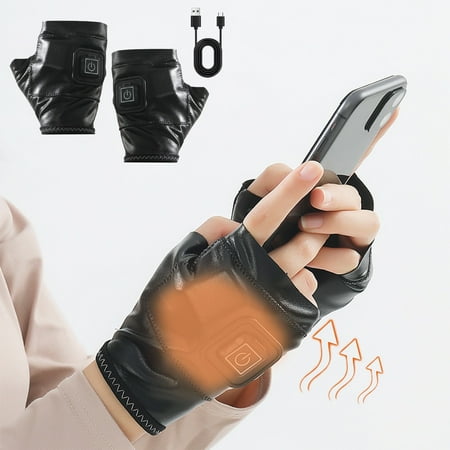 Clearance Czzoypi Gloves (Black) Rubber Gloves Heated Gloves Fingerless For Women Man Work Touchscreen Gloves For Winter Cold Weather Rechargeable Electric