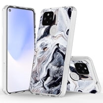 Google Pixel 5 Case, Rosebono Bling Glitter Sparkle Black and White Marble Graphic Fashion Cute Colorful Skin Cover Shockproof Case for Google Pixel 5