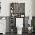thumbnail image 5 of Vabches Over The Toilet Storage Cabinet, Farmhouse Storage Cabinet Over Toilet with 2 Barn Door & Toilet Paper Holder Stand，Home Space-Saving Toilet Rack for Bathroom, Restroom, Laundry, Dark Gray, 5 of 10