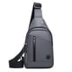 thumbnail image 2 of Sling Bag for Men Women | Crossbody Shoulder Bag with Headphone Hole | Waterproof Lightweight Design | Large Capacity 30x18x5cm | Hiking Travel Outdoor Camping Business | 1 Pack | Blue Gray, 2 of 6