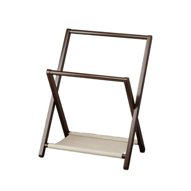 Perchero de madera plegable para ropa, estante de almacenamiento para el hogar, la sala de estar y los vestidos Nogal 50x44x110cm