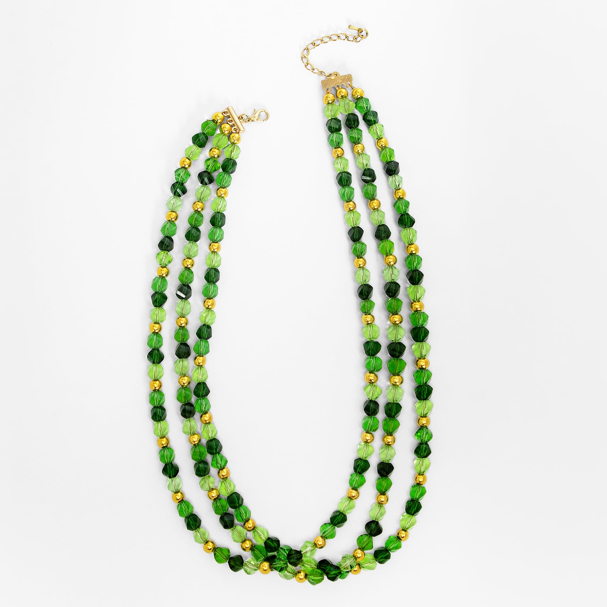 Cousin DIY 2-Strand Ombre Green Octahedron Glass Beads, 50 Piece, Adult