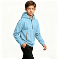 thumbnail image 5 of Frnrwgo Boys Hoodie 5-15Y Fleece Lined Half Zip Heavyweight Pullover Sweatshirt for Fall Winter, 5 of 10