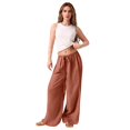 thumbnail image 7 of Minjewel Women's Loose Wide Leg Cotton Linen Pants with Drawstring, No Pocket Casual Trousers for Summer, Beach, and Daily Wear, Lightweight Breathable,Watermelon Red,S, 7 of 7