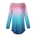 thumbnail image 5 of Women's Gradient Printed Tunic Tops Casual Long Sleeve Shirts Round Neck Pullover, 5 of 6