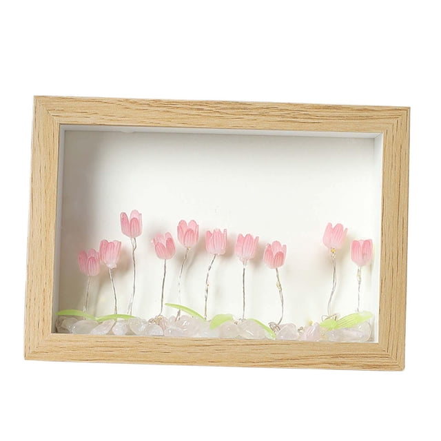 Luz de noche de flores de bricolaje, arreglos de lámparas de mesa de noche Centros de mesa Decoración Lámpara de escritorio LED Marco de fotos Lámpara