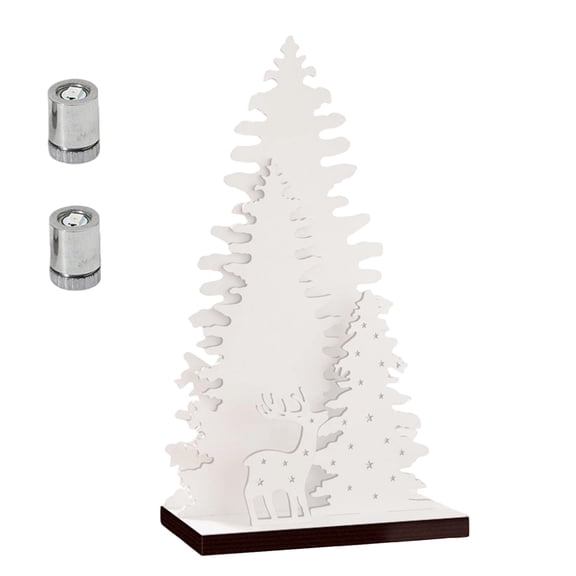Tabletop Christmas Tree with Warm Led Light,Wooden Centerpiece for Holiday Table,Christmas Tree Decor,1 Set