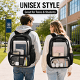 thumbnail image 5 of Lomyolo Clear Backpack for School Boys Girls Adult Transparent Bookbag with Reinforced Straps & 400D Oxford Fabric, Large Capacity Heavy Duty Backpack for Travel, Security, Work, College, Men & Women, 5 of 8
