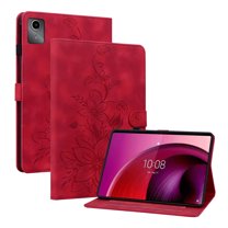 XYX for Lenovo Tab M11 11.0 Inch 2024 TB-330FC TB-331FC Case, PU Leather Slim Folio with Multi-Angle Stand - Red Lily Flower