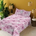 thumbnail image 2 of Ambesonne Floral Fitted & Flat Sheet with Shams 4 Pcs Set, Romantic Magnolia Flowers, Calking, Pink and Pale Grey, 2 of 5
