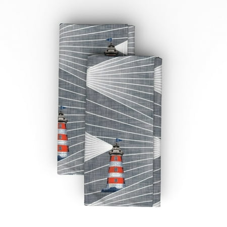 

Linen Cotton Canvas Dinner Napkins (Set of 2) - Island Lighthouse Sailing Sailor Sea Nautical Boat Whimsical Ocean Coastal Beach Islands Tropical Print Cloth Dinner Napkins by Spoonflower