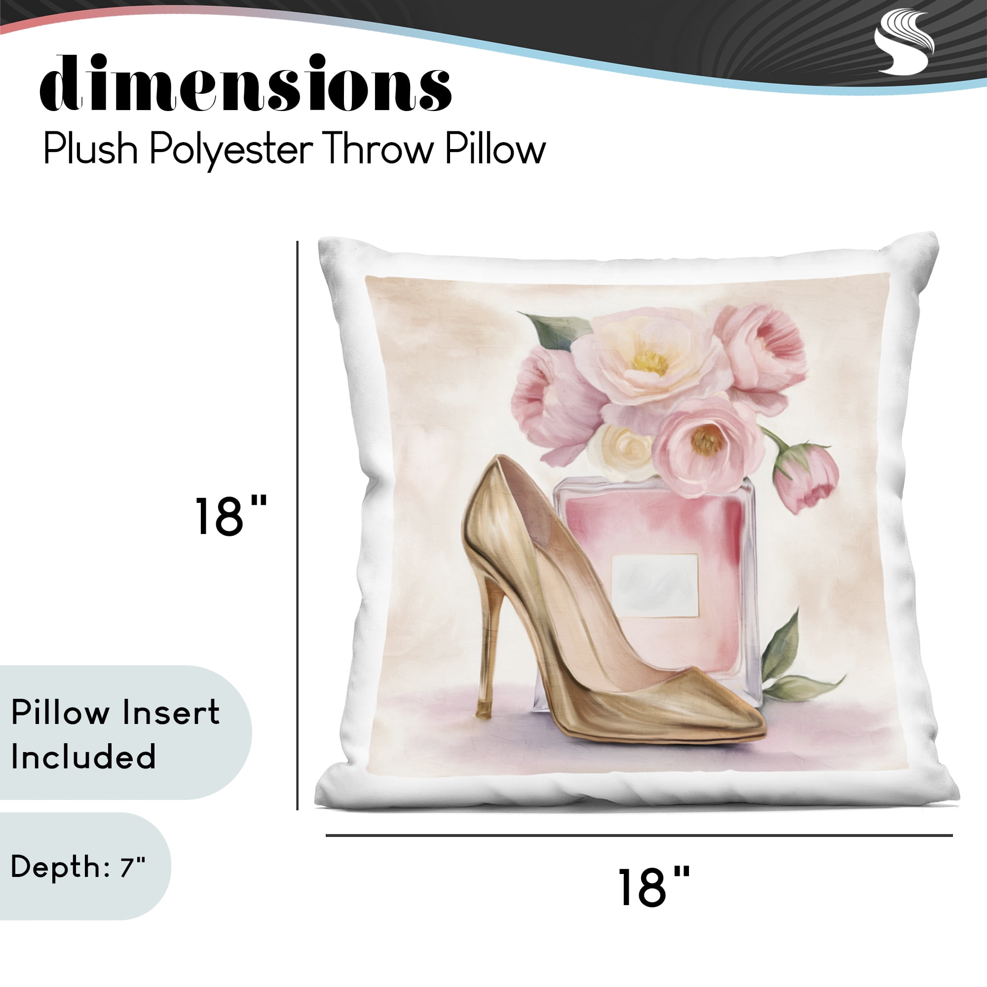 Stupell Industries Pink Beauty Heel & Flowers Decorative Printed Throw Pillow, design by Kim Allen, 18 x 7 x 18