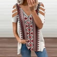 thumbnail image 2 of Ukrainian Vyshyvanka Embroidery Womens Summer V Neck Zipper Top Short Sleeve T Shirt Off Shoulder Top Casual Classy Loose Shirts, 2 of 7