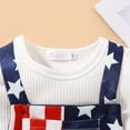 thumbnail image 4 of Coerni Toddler Boys Girls Independence Day Short Sleeve Solid Round Neck T Shirt Tops & Overalls Shorts 2pc Outfits, 4 of 9