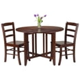 thumbnail image 2 of Pemberly Row 3-Piece Round Drop Leaf Solid Wood Dining Set in Antique Walnut, 2 of 5