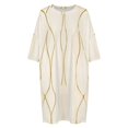 thumbnail image 4 of Abstract Gold Cream Wavy Lines Sleepshirts For Sleeping Travels Loose Sleepdress Pajama Dress Soft Nightdress Sleepwear, 4 of 7
