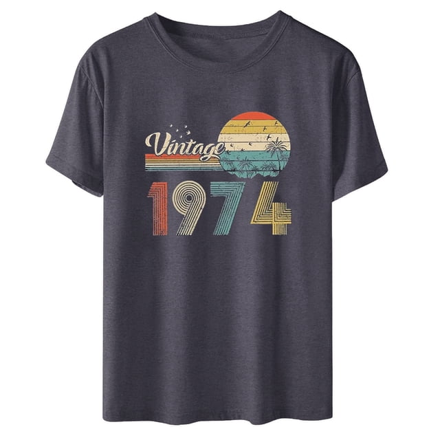 Liamobondopolis - Camisetas de regalo para el 50.º cumpleaños de mujer, divertidas camisetas vintage de 1974, camisetas casuales retro para fiesta de cumpleaños