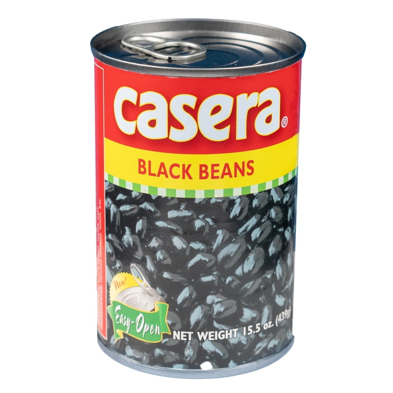 Casera Black Beans in Tomato Broth, 15.5oz, Easy Open, Habichuelas