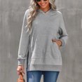 thumbnail image 4 of TEMOFON Womens Hoodie Long Sleeve Sweatshirts Casual Dressy Tops Winter Hooded with Kangaroo Pockets Lightgrey Pullover, 4 of 7